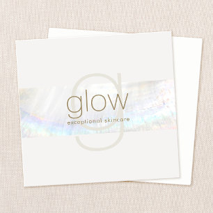White Modern Elegant Monogram Seashell  Square Business Card