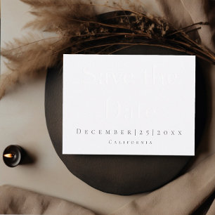white modern Flat Save The Date Card