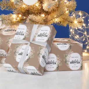 White Modern Floral Bridal Shower Personalized Wrapping Paper