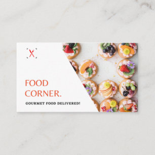White Modern Gourmet Food Photo Catering Business Card