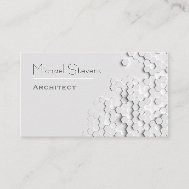 White Modern Grid Hexagon Professional Business Card (Front)
