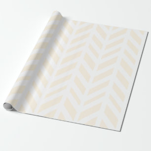 White Modern Herringbone & Tan Wrapping Paper