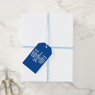 White Modern Menorah Gift Tags