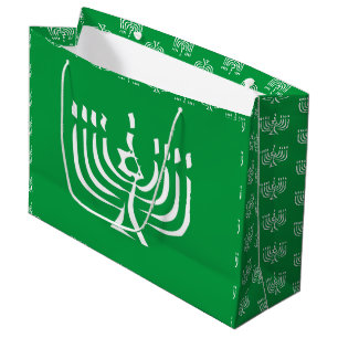 White Modern Menorah Large Gift Bag