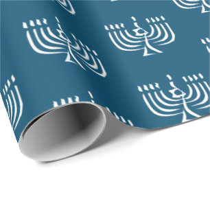 White Modern Menorah Wrapping Paper