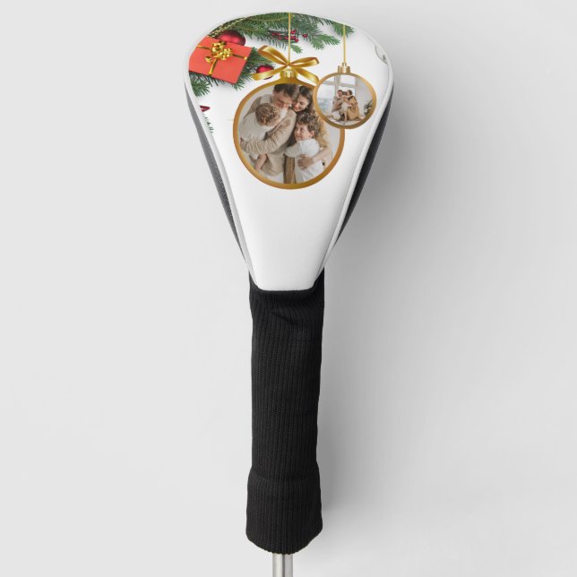 White Modern Merry Christmas Best Driver  Golf Head Cover (Front)