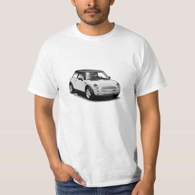 White Modern Mini Car T-Shirt (Front)