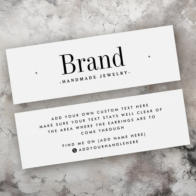 White modern minimal stud earring display card (White modern minimal stud earring display card)