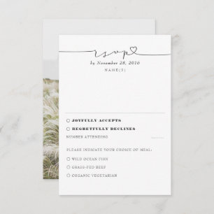 White Modern Minimal Wedding RSVP Photo