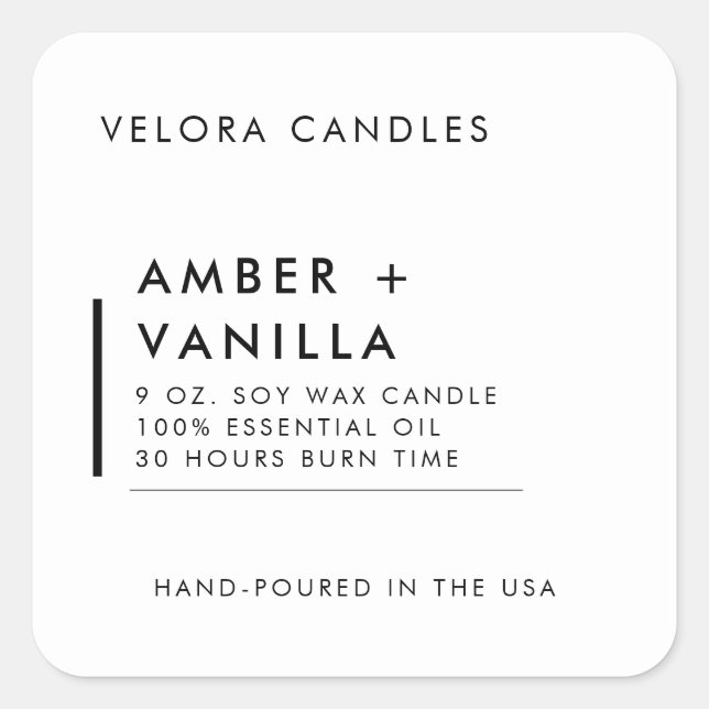 White Modern Minimalist Candle Label Sticker (Front)