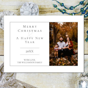 White Modern Minimalist Photo Holiday Card