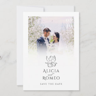 White Modern minimalist photo wedding  Save The Date