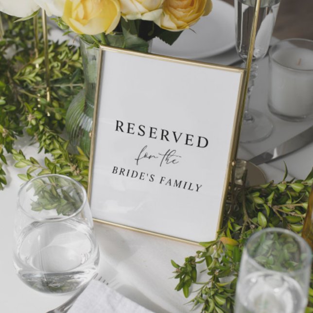 White Modern Minimalist Reserved Wedding Sign  Invitation (Creator Uploaded)