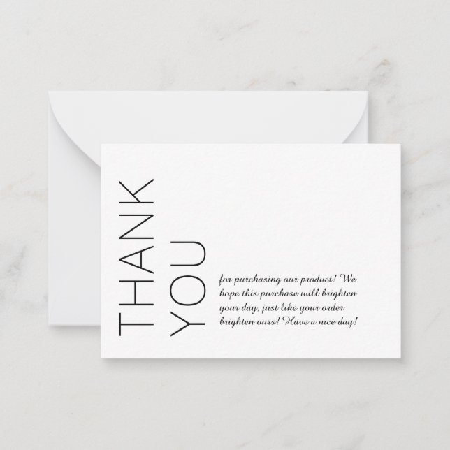 White Modern Minimalist Thank You Card (Front)