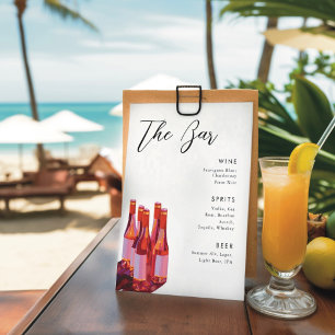 White Modern minimalist wedding drink menu