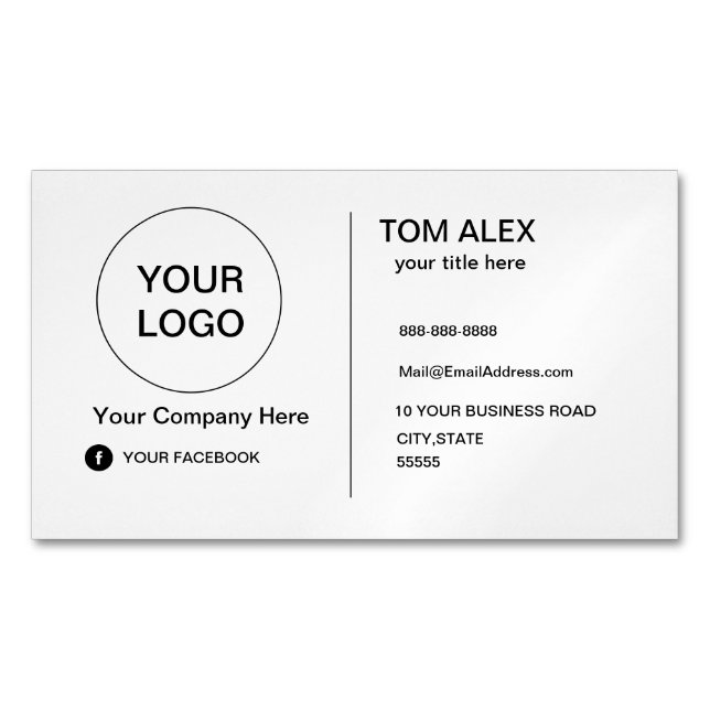 White Modern Or Any Colour Professional Plain Magnetic Business Card (Front)