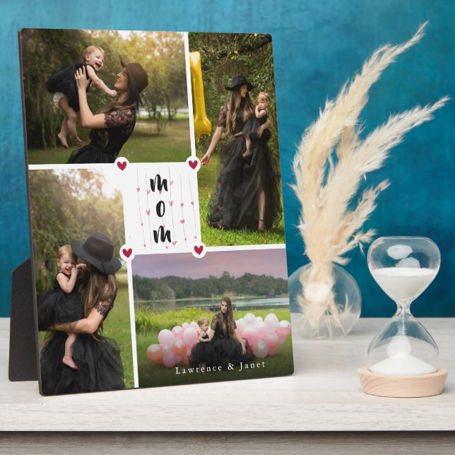 White Modern Personalised Love You Collage Photo Plaque (Side)