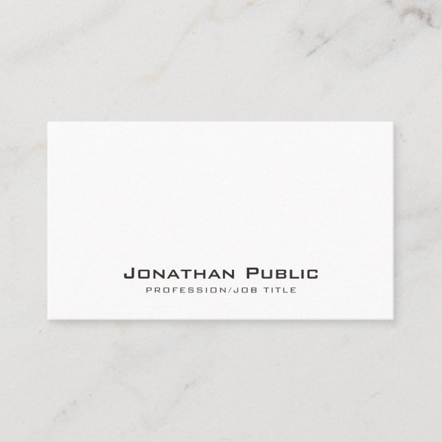 White Modern Plain Professional Simple Elegant Business Card (Front)