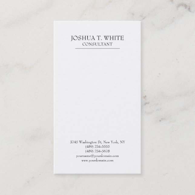 White Modern Plain Simple Attractive Minimalist Business Card (Front)