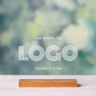 White Modern Rectangular Logo Acrylic Sign