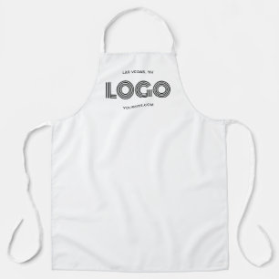 White Modern Rectangular Logo Apron