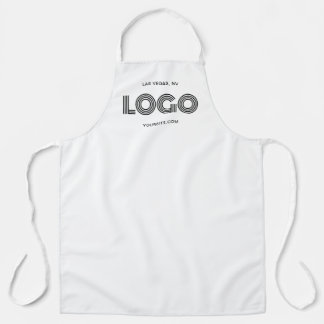 White Modern Rectangular Logo Apron