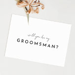 White Modern Script Groomsman Proposal Card<br><div class="desc">Introducing our White Modern Script Groomsman Proposal Card design, where modern minimalism meets the artistry of calligraphy. This curated aesthetic brings an air of sophistication to your special day- with a twist of boho, casual charm. The combination of simple typography with a stylish script font adds a unique personality to...</div>