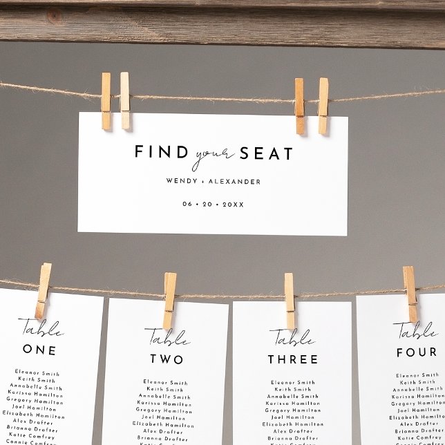 White Modern Script Hanging Seating Chart Header (Creator Uploaded)