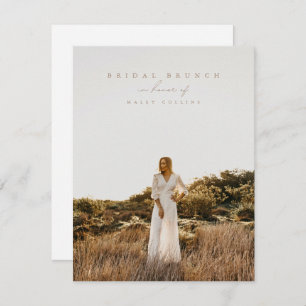 White Modern Script Photo Bridal Brunch Invitation