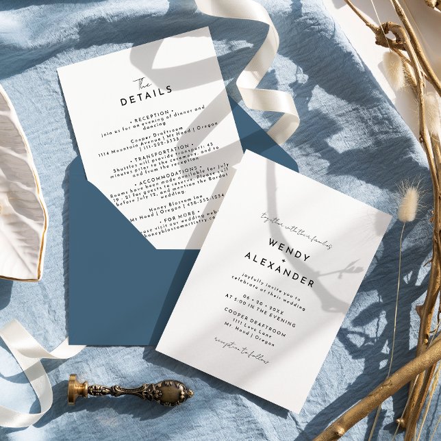 White Modern Script Wedding Details and Invitation (Creator Uploaded)