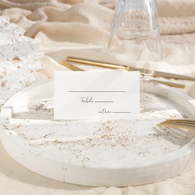 White Modern Script Wedding Menu Choice Place Card (Creator Uploaded)