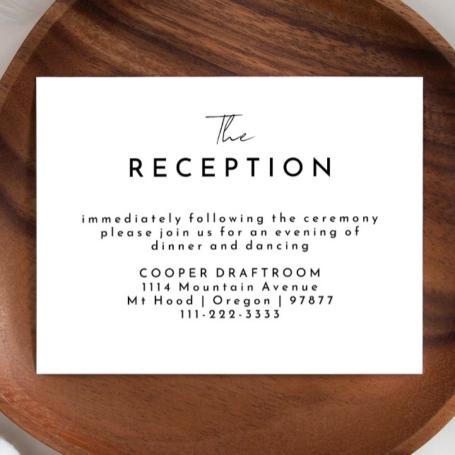 White Modern Script Wedding Reception Enclosure Card (Creator Uploaded)