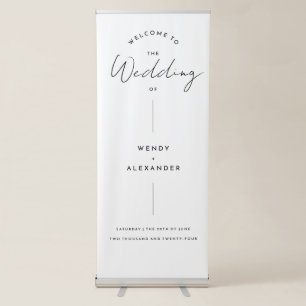 White Modern Script Wedding Welcome Retractable Banner