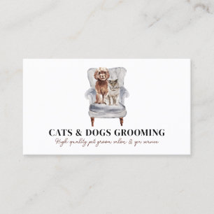 White Modern Sofa Poodle Dog Scottish Cat Pet Business Card