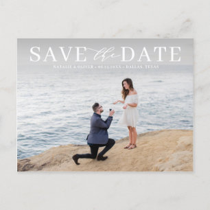 White Modern Typography Photo Save the Date Announcement Postcard