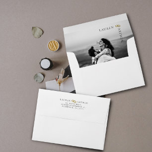 White Modern Ultra Chic Minimal Photo Wedding Envelope