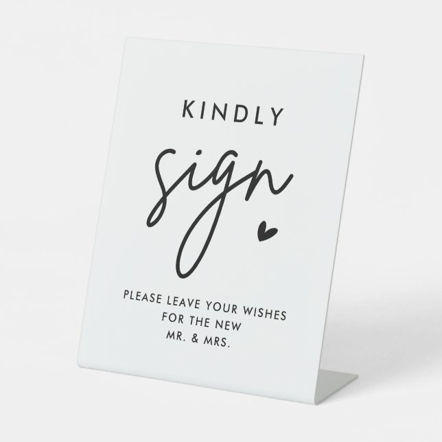 White Modern Wedding Guest Book Kindly Sign (Front)