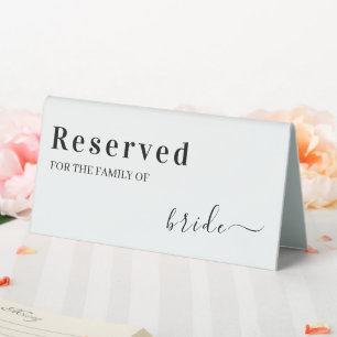 White Modern Wedding Reserved Family of the Bride
