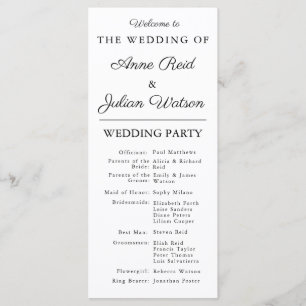 White Modern  Wedding Timeline and Party QR Code Programme