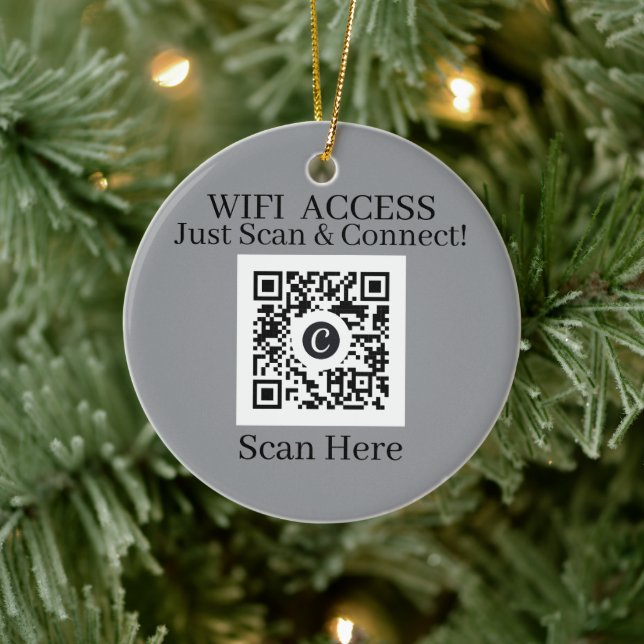 White Modern WiFi QR Code Access Christmas Ceramic Tree Decoration (Tree)