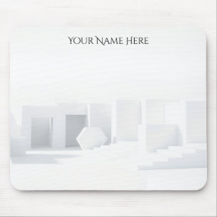 White Monochromatic Architectural Mouse Mat