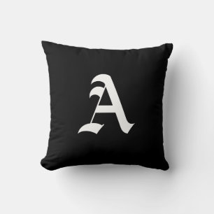 White monogram A on black Cushion