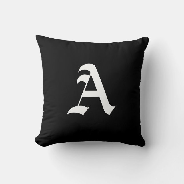 White monogram A on black Cushion (Front)