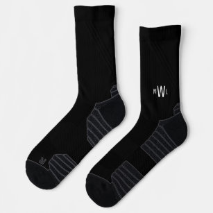 White Monogram Black Socks