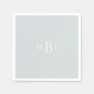 White Monogram Dusty Blue Elegant Wedding  Napkin