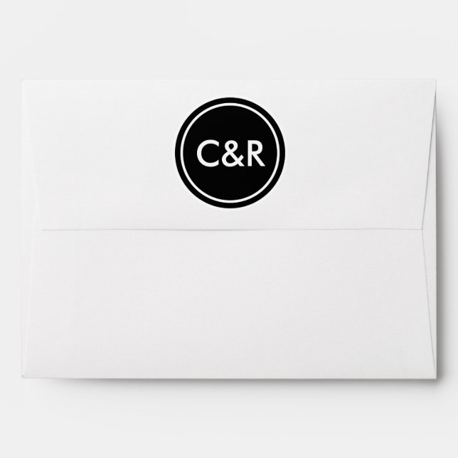 White Monogram Envelope, Black Liner Envelope (Back (Top Flap))
