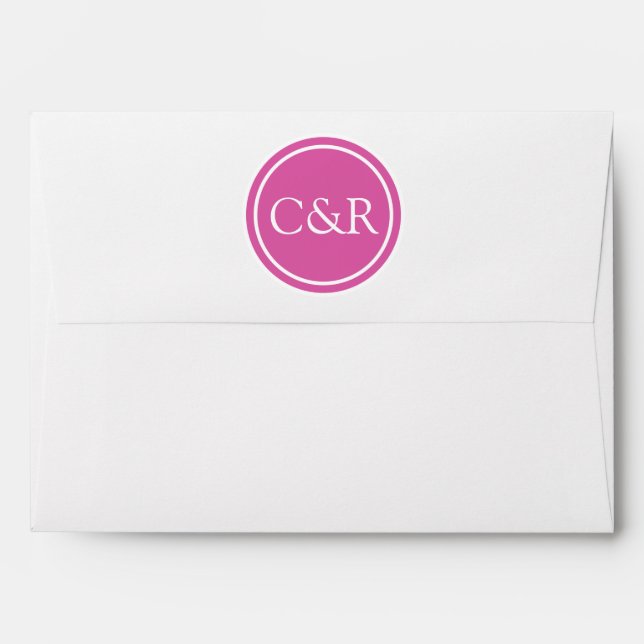 White Monogram Envelope, Hot Pink Lined Envelopes (Back (Top Flap))