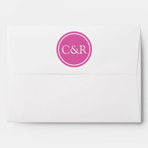 White Monogram Envelope, Hot Pink Lined Envelopes