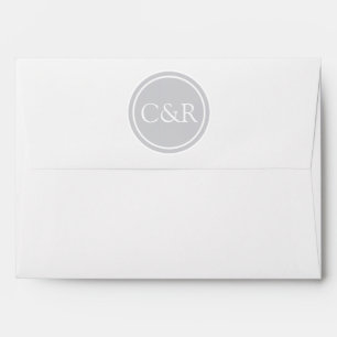 White Monogram Envelope, Light Grey / Silver Lined Envelopes