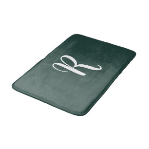 White Monogram Evergreen Bath Mat